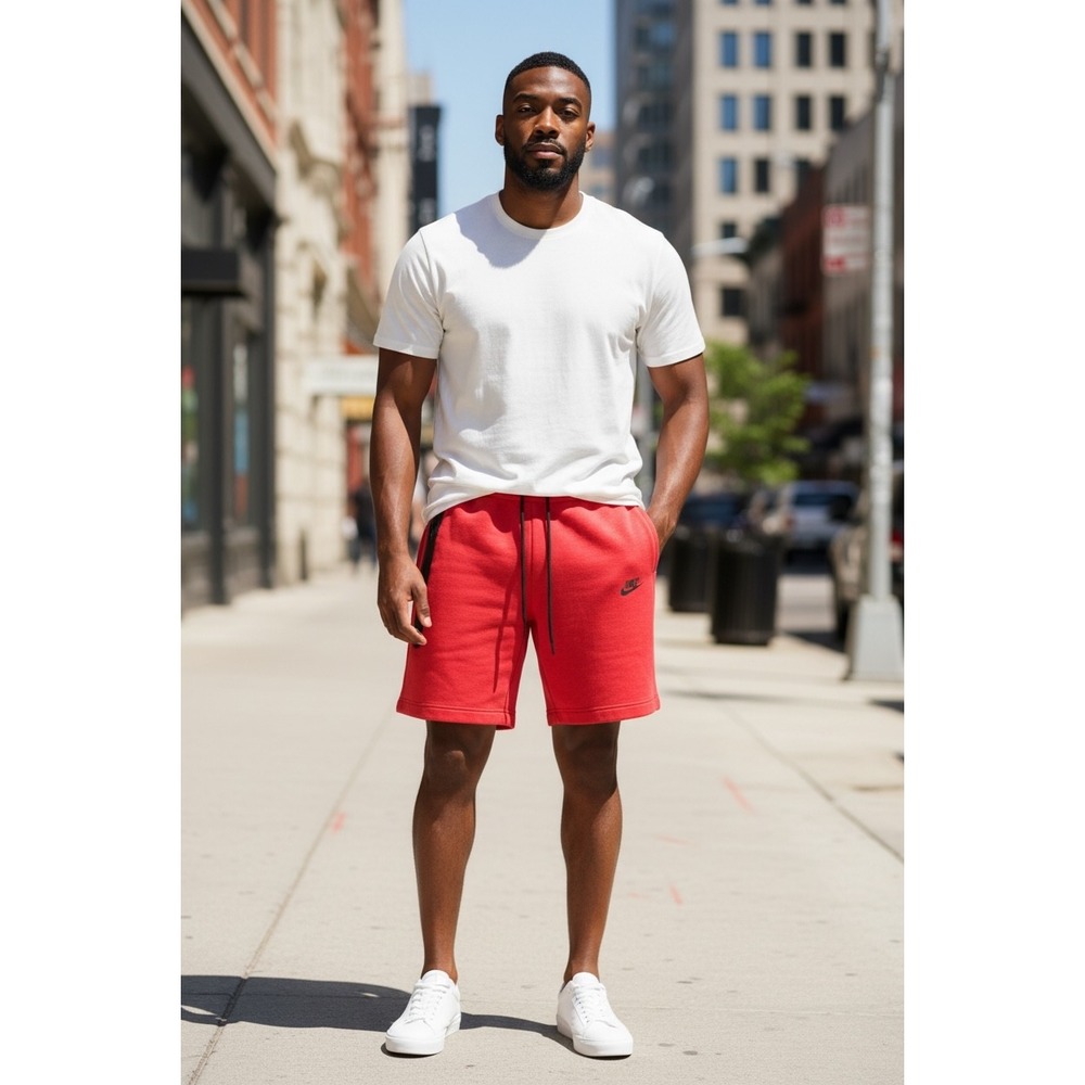 Nike Tech Fleece Mens Shorts Red CU4503-657 Medium Athletic Gym Sportswear
